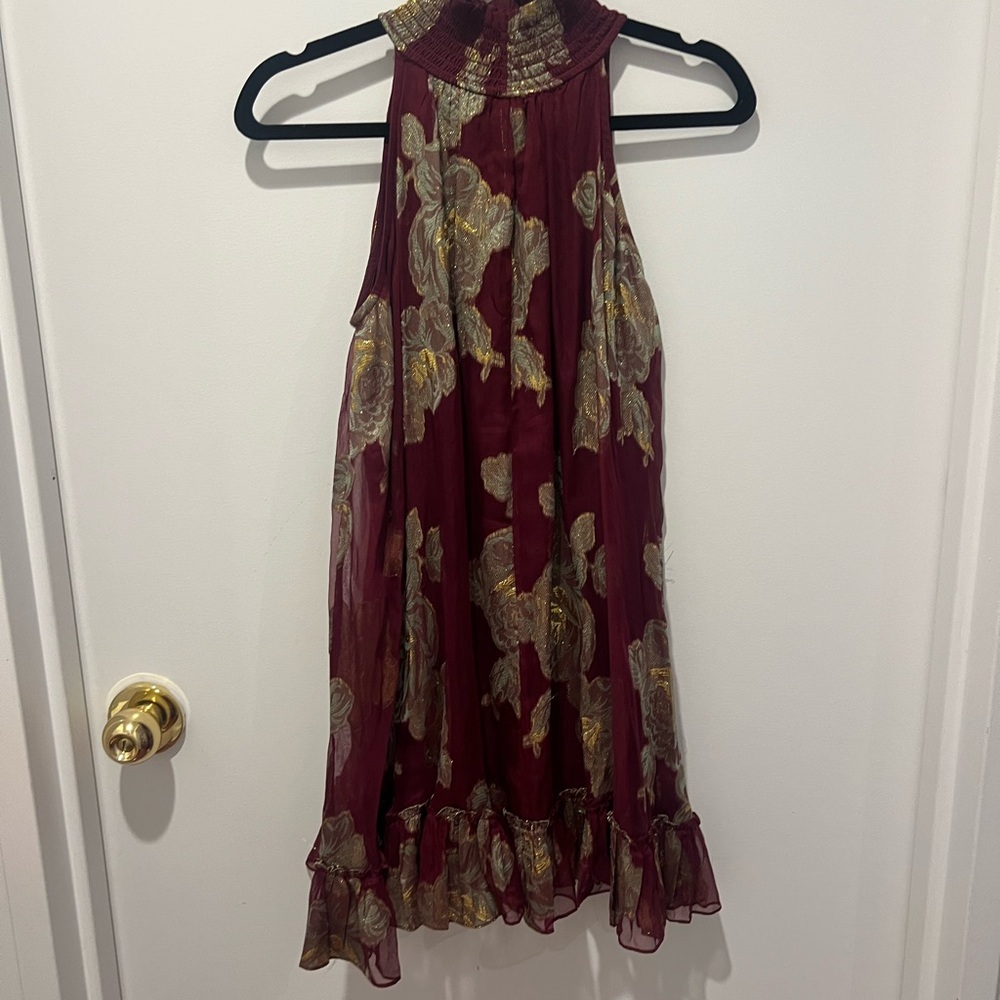 HEMANT & NANDITA Maroon and Gold Textured Design